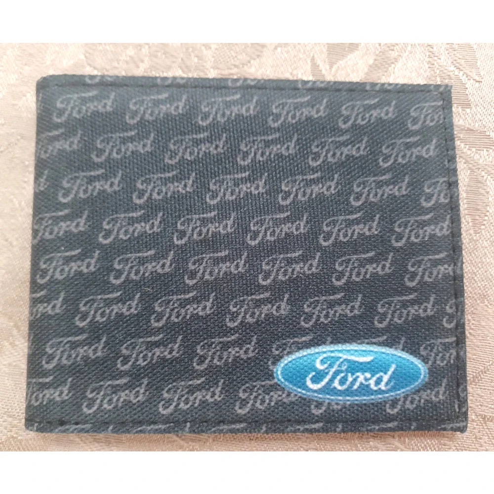 Buckle Down Ford Emblem Logo Bifold Canvas Slim Wallet 4 x 3 1/2